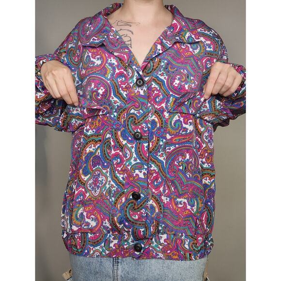 Vtg Funky 80s Colorful Paisley Psychedelic Button Up Jacket Windbreaker Sz Sm` - Picture 4 of 8